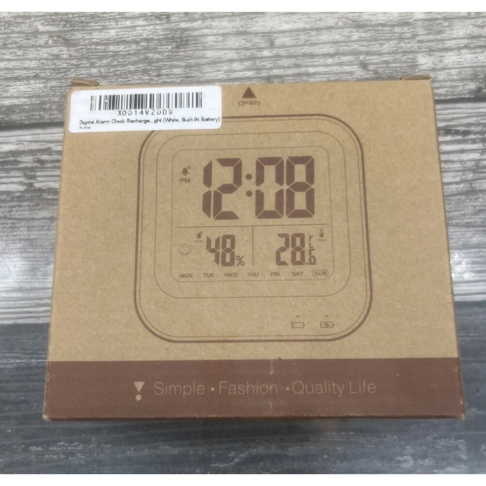 Smart Clock Digital Thermometer Hygrometer Temperature Humidity White.